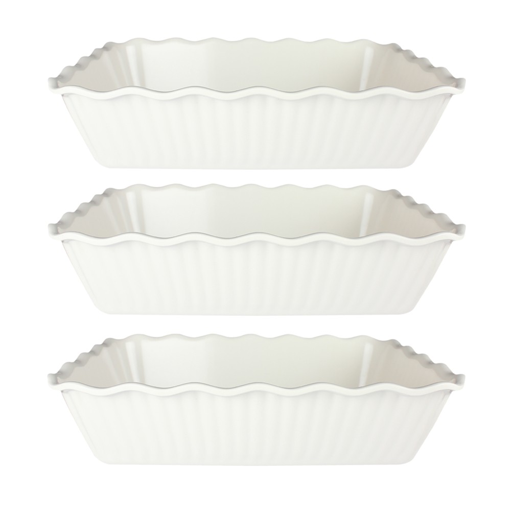 Melawares Ivory 3 Piece 13 inch Rectangular Server Set